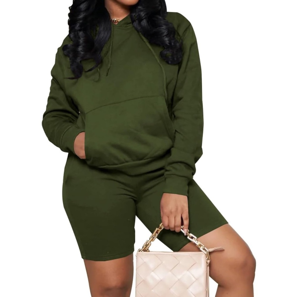 Hoodie & Shorts  2 Piece Lounge Set with Pocket Size 2XL